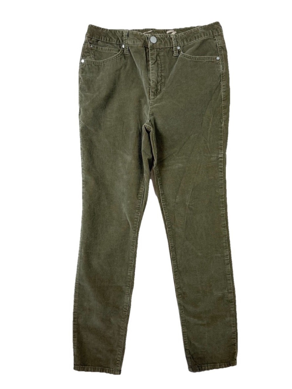 Seven7 Jeans Ultra High Rise Skinny Size 10 Corduroy Women's Green Stretch 30x27